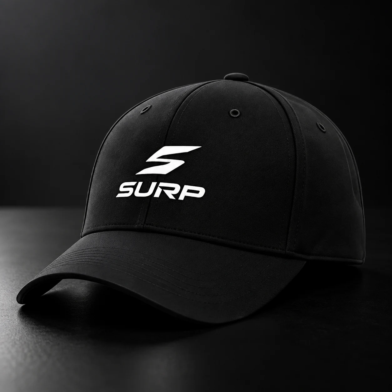 Black SURP cap with white embroidered logo