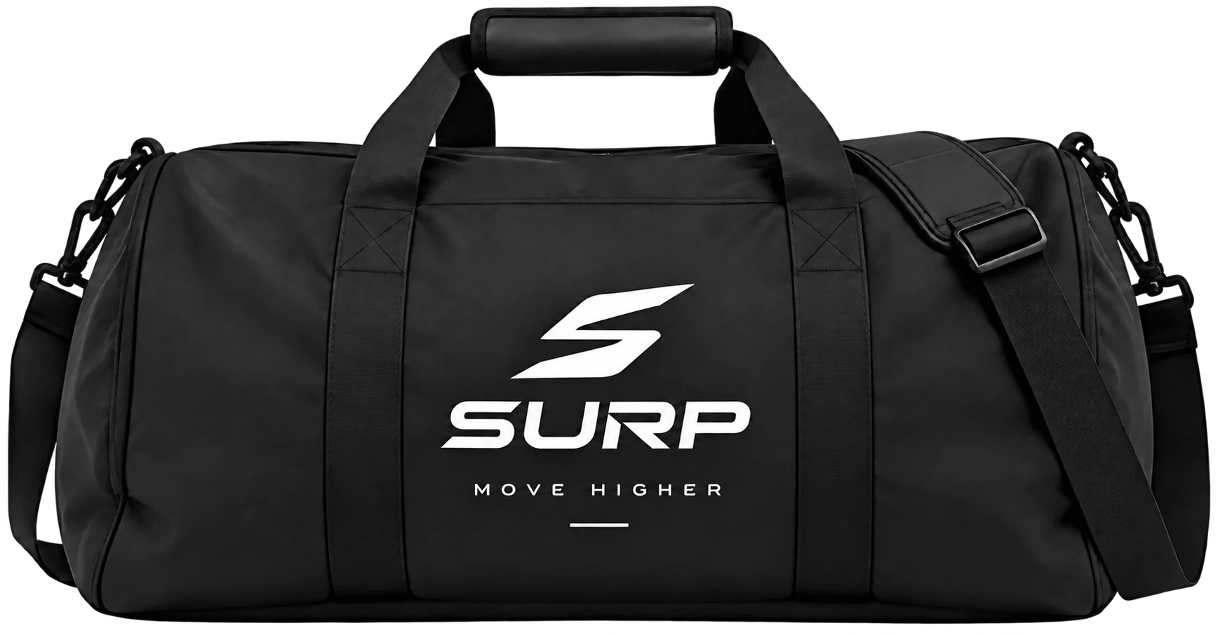 Black SURP duffel bag with large logo