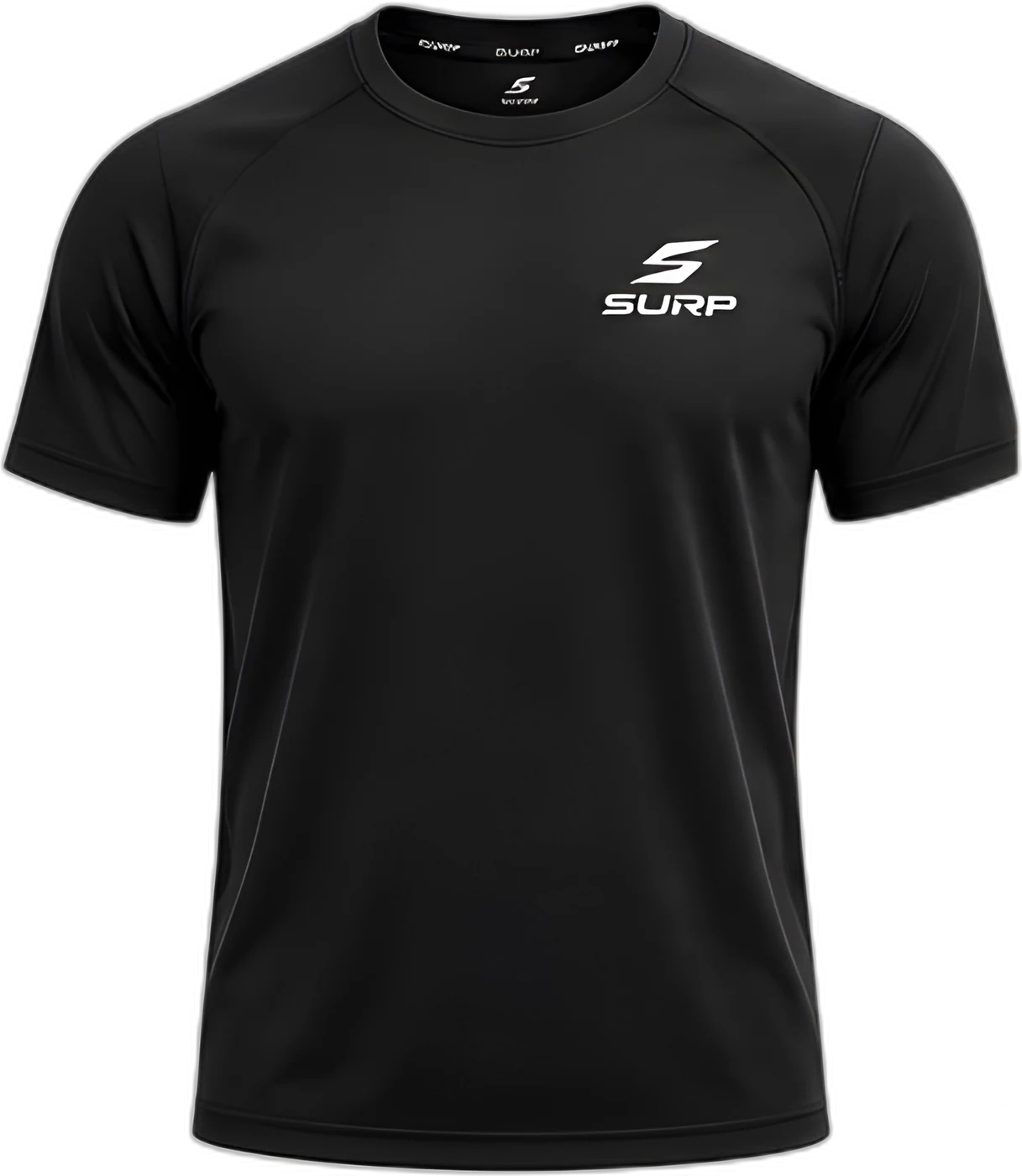 Black SURP t-shirt with small chest logo